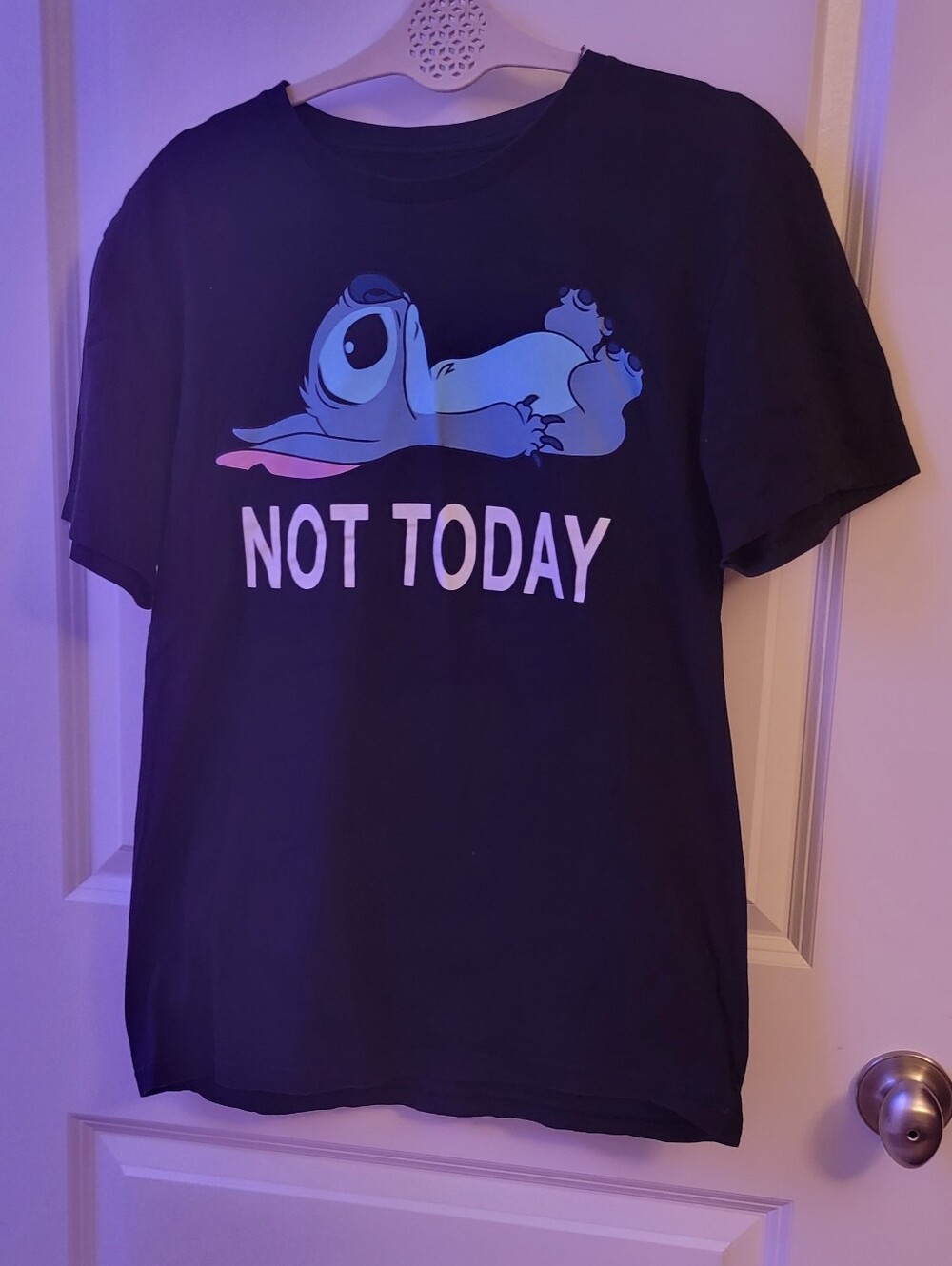 'Not Today' Graphic Tee with Blue Stitch Character Size M
